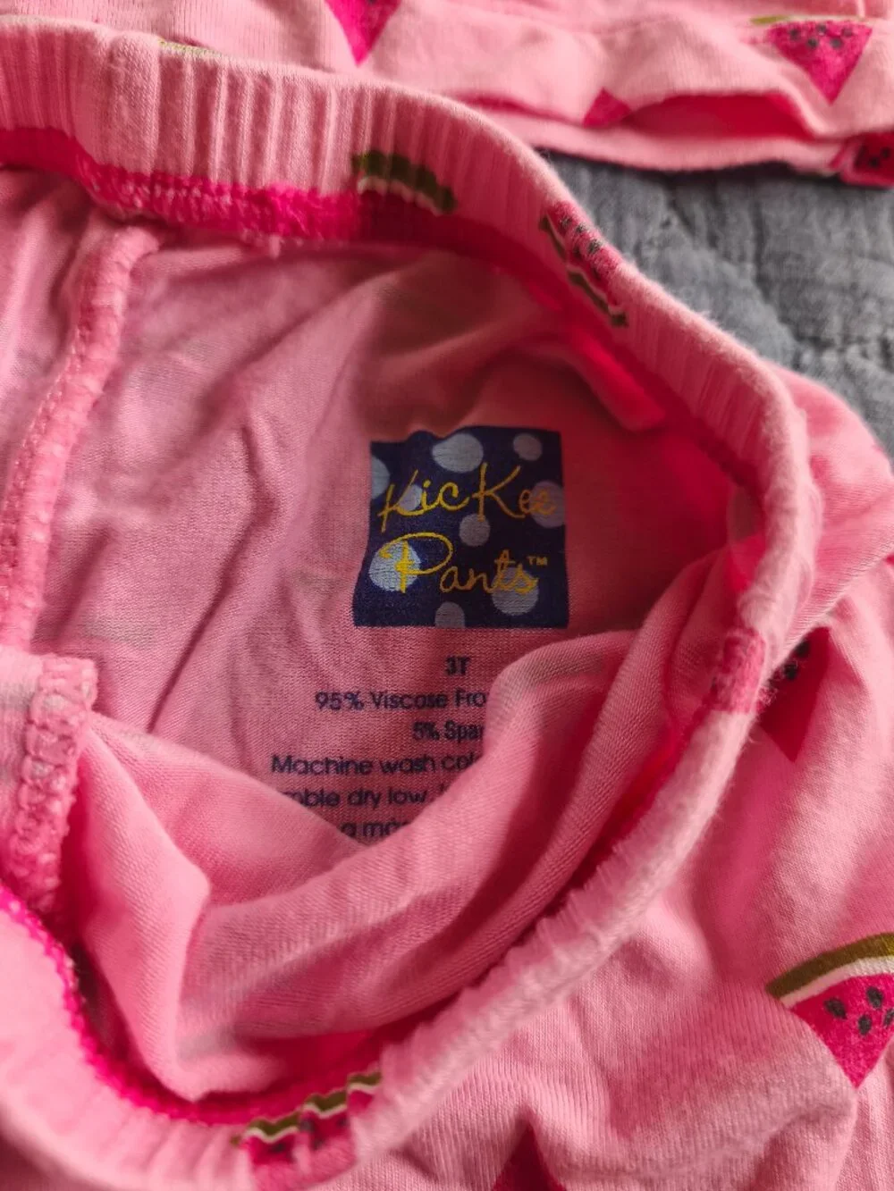 Kickee Pants Bamboo Lotus Watermelon Shorts Shirt Pajama Set sz 3T Pink